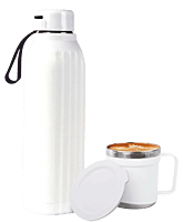 3 pc Gift Set : Insulated Hexa Steel bottle with 2 Steel cups