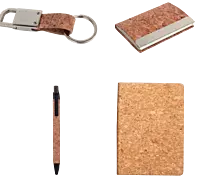 Cork 4 pc set: Cork notebook with card holder