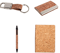 Cork 4 pc set: Cork notebook with card holder