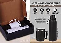 Set of Square Insulated bottle with Large SS Grip mug