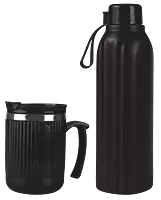 Set of Square Insulated bottle with Large SS Grip mug