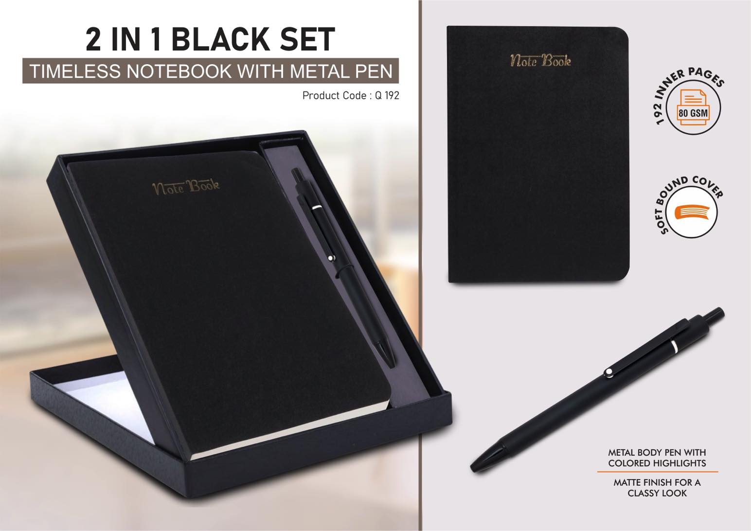 2 in 1 Black Set: Timeless notebook