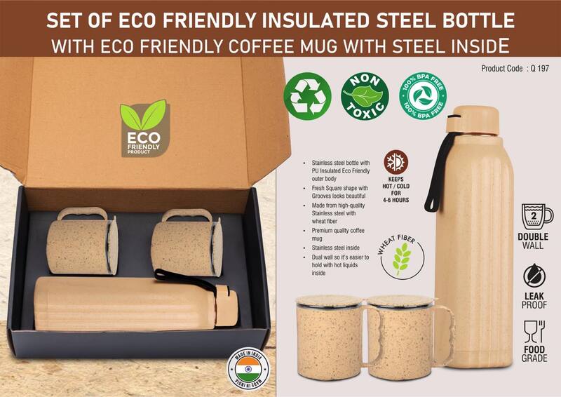 3 pc Eco Gift Set : Insulated Square Eco Steel bottle