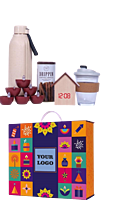 Celebration Set of 5: Square Eco Insulated Bottle, Wooden LED Clock