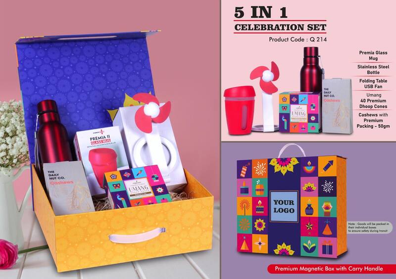 Celebration Set of 5: USB Table Fan, Cashew Gift Pack