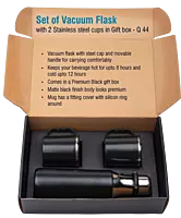 Set of Vacuum Flask with 2 Stainless steel cups in Gift box