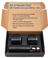 Set of Vacuum Flask with 2 Stainless steel cups in Gift box