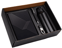 4 in 1 set: Stainless Steel bottle, metal pen, Metal keychain, A5 notebook