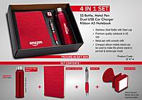 4 in 1 set: Steel bottle, Metal pen,