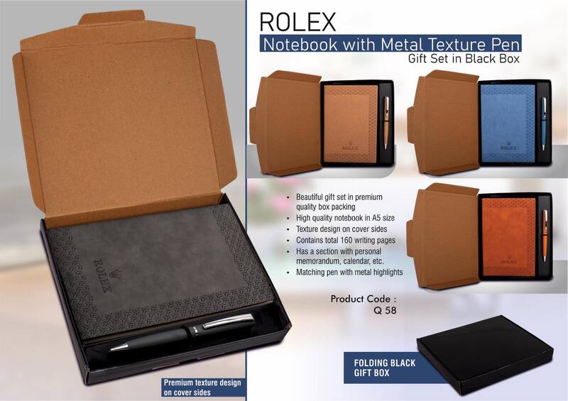 Rolex Notebook with Metal Texture pen