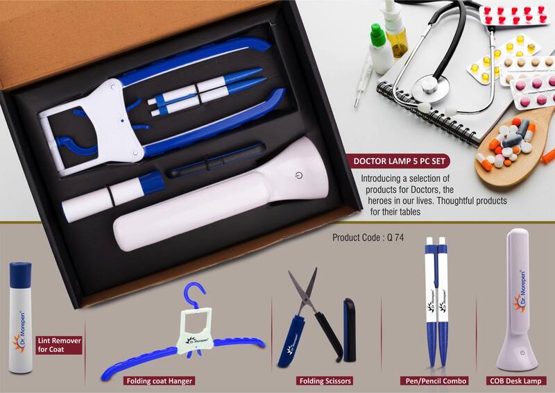 Doctor Lamp set: Folding Coat hanger, Lint remover, Folding scissors, Pen/Pencil