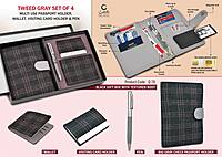 Tweed Gray Set of 4: Multi use Passport holder,