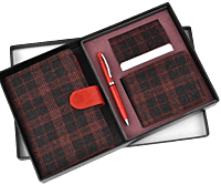 Tweed Tan Set of 4: Multi use Passport holder, Wallet, Card holder, Metal Pen