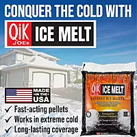 Qik Joe Calcium Chloride Ice Melt- 50Lbs Bag- Instant Snow and Ice Melt for Sidewalks, Driveways, Steps, and Parking Lots - Deicer for Concrete, Asphalt, and Other Surfaces