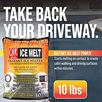 Qik Joe Calcium Chloride Ice Melt - 10 Lb Bag - Instant Snow and Ice Melt for Sidewalks, Driveways, Steps, Parking Lots, Concrete, Asphalt, and Other Surfaces