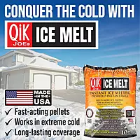 Qik Joe Calcium Chloride Ice Melt - 10 Lb Bag - Instant Snow and Ice Melt for Sidewalks, Driveways, Steps, Parking Lots, Concrete, Asphalt, and Other Surfaces