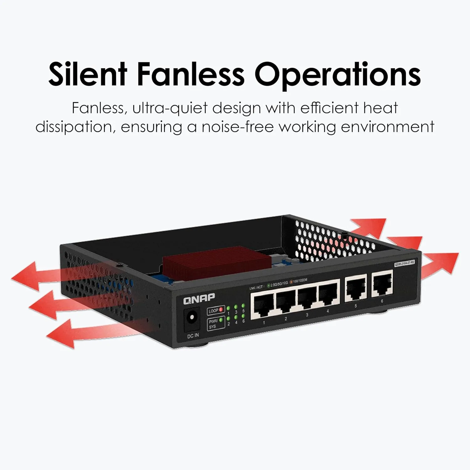 QNAP 4-Port 2.5Gbps & 2-Port 10BASE-T Unmanaged Switch (QSW-2104-2T-R2-US)