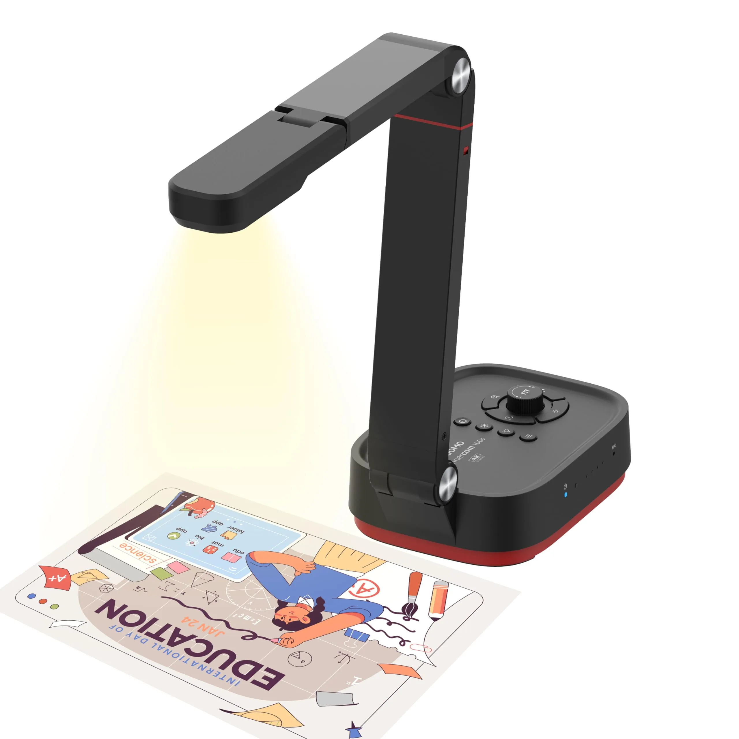 QPC100W Wireless 4K UHD Document Camera, WiFi/HDMI/USB Plug & Play, Compatible Mac OS, Windows, Chromebook Compatible for Live Demo,Web Meeting and Document Scanning