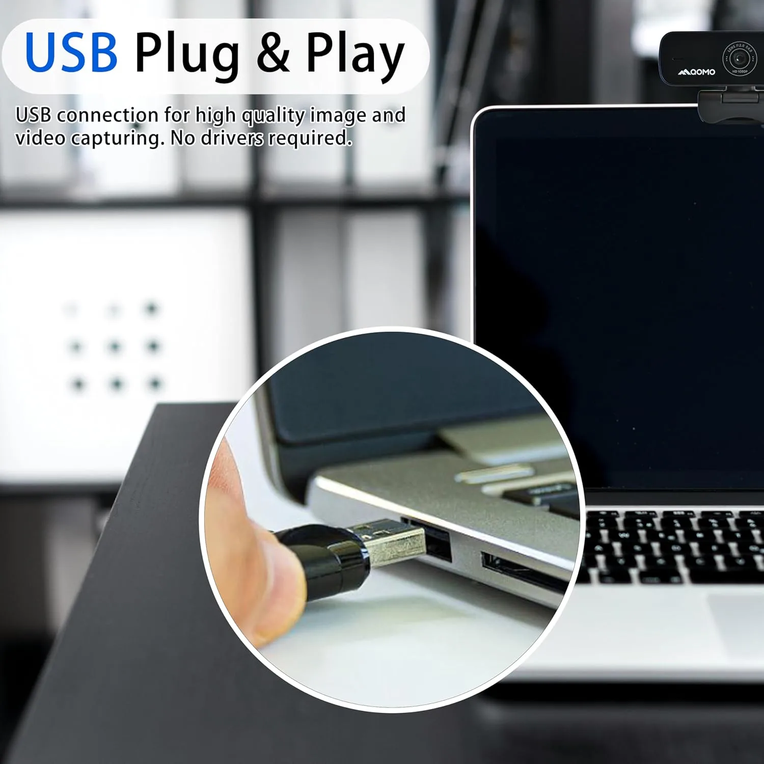 QWC 004 Full HD 1080p Webcam with Microphone, 180° Rotatable, USB Plug and Play, Streaming Camera for PC/Mac/Laptop, Zoom/Skype/Facetime/Meetings