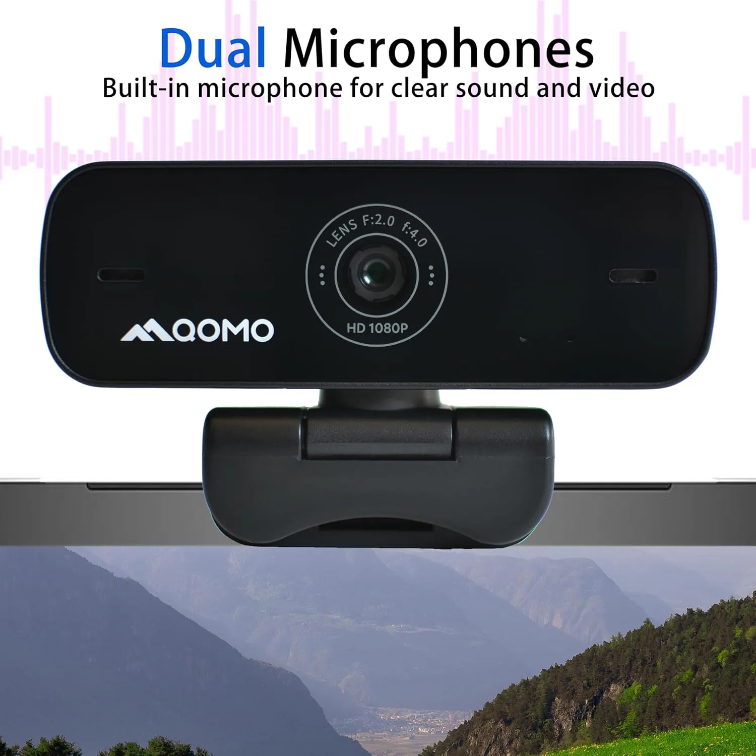 QWC 004 Full HD 1080p Webcam with Microphone, 180° Rotatable, USB Plug and Play, Streaming Camera for PC/Mac/Laptop, Zoom/Skype/Facetime/Meetings