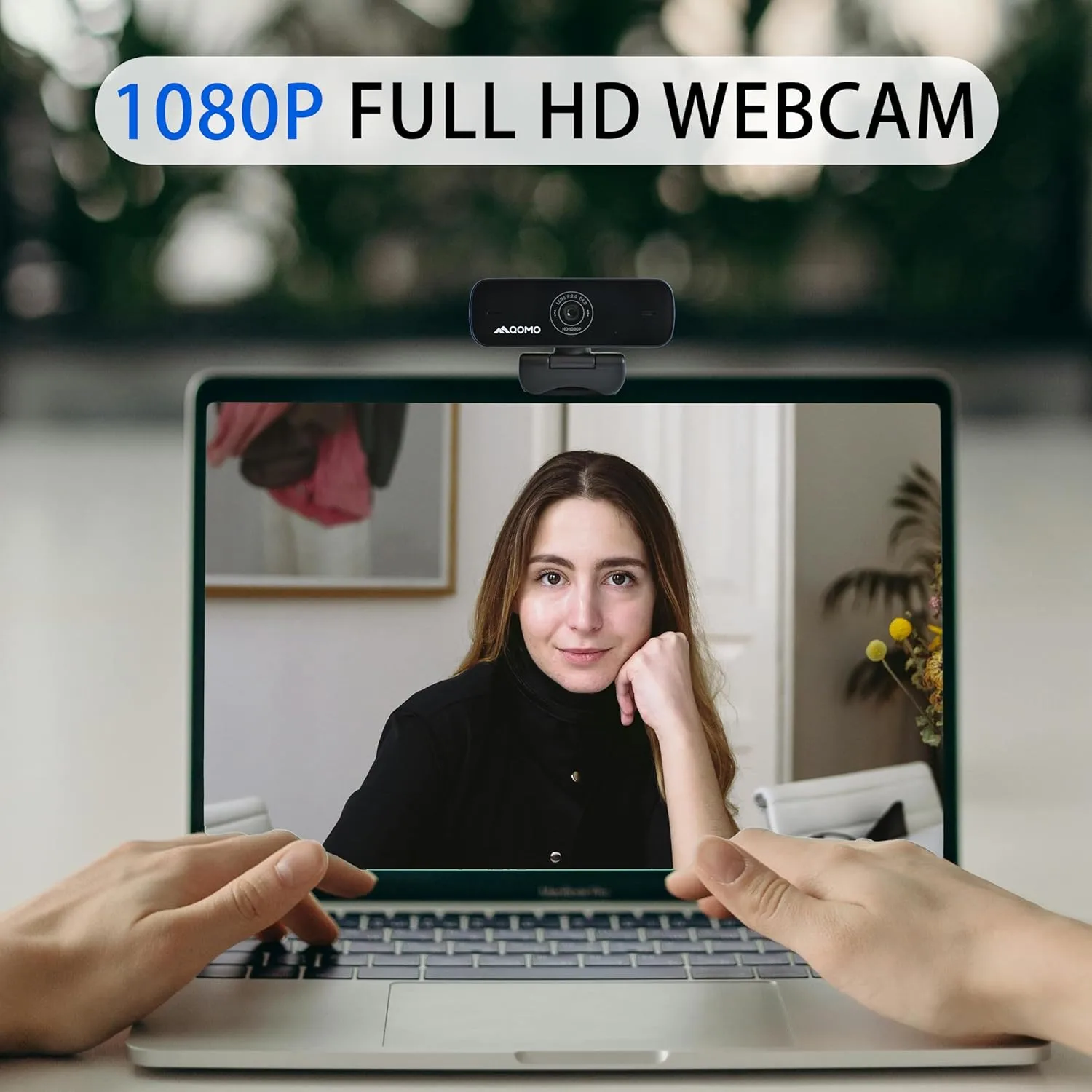 QWC 004 Full HD 1080p Webcam with Microphone, 180° Rotatable, USB Plug and Play, Streaming Camera for PC/Mac/Laptop, Zoom/Skype/Facetime/Meetings