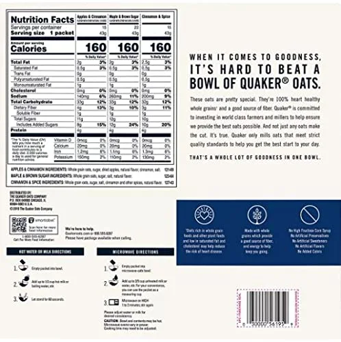 Quaker Instant Oatmeal Variety Pack, 52 Pk./1.51 Ounce ., 78.8 Ounce