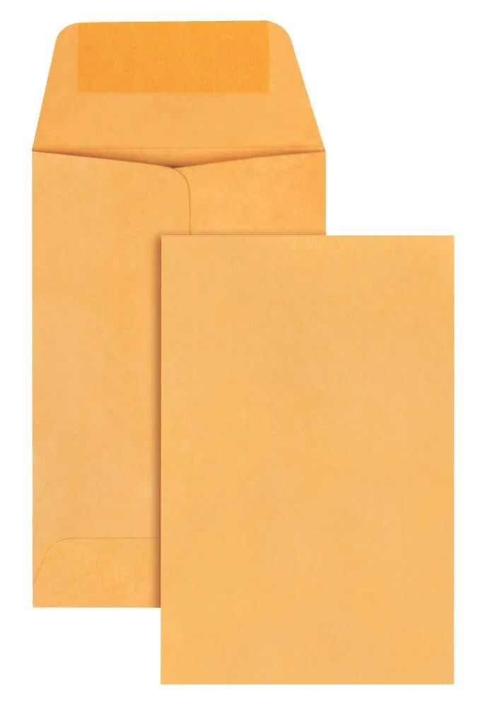 Quality Park #1 Coin and Small Parts Envelope with Gummed Flap for Home or Office Use, 28 lb. Brown Kraft, 2-1/4 x 3-1/2, 500 per Box (50162) #1 - 2-1/4 x 3-1/2