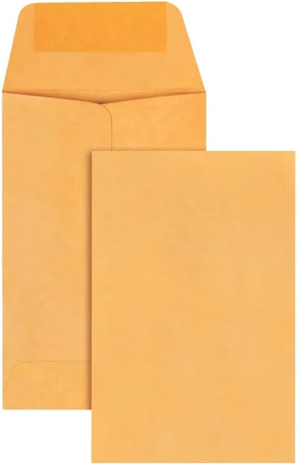 Quality Park #1 Coin and Small Parts Envelope with Gummed Flap for Home or Office Use, 28 lb. Brown Kraft, 2-1/4 x 3-1/2, 500 per Box (50162) #1 - 2-1/4 x 3-1/2