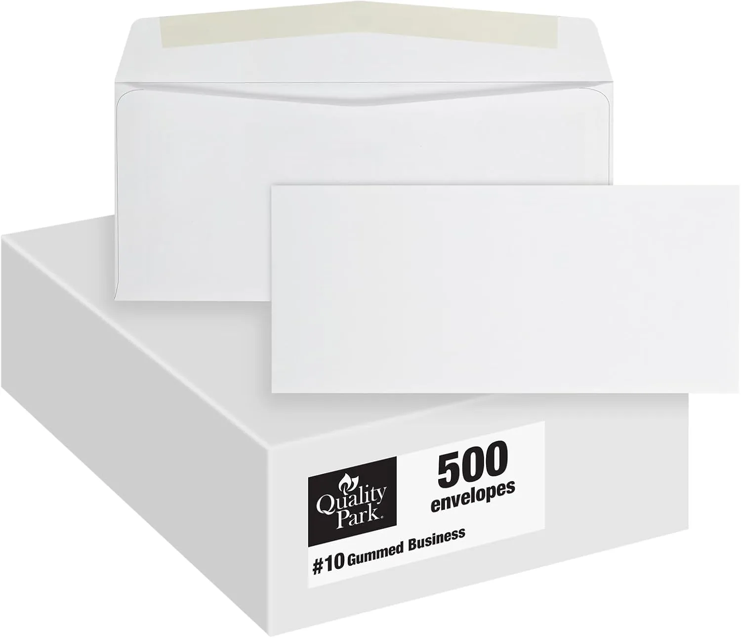Quality Park #10 Envelopes, Letter Size White Mailing Envelopes, 4-1/8x9-1/2 Inch, No Window Business Envelopes, Gummed Closure, 500/Box (QUA90020) 4-1/8 x 9-1/2 Envelopes
