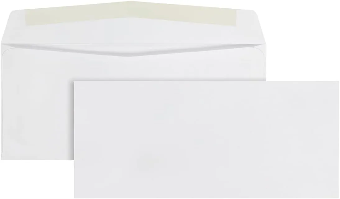 Quality Park #10 Envelopes, Letter Size White Mailing Envelopes, 4-1/8x9-1/2 Inch, No Window Business Envelopes, Gummed Closure, 500/Box (QUA90020) 4-1/8 x 9-1/2 Envelopes