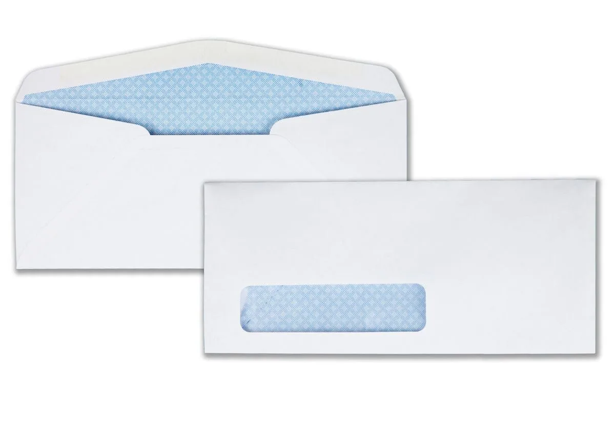 Quality Park #10 Security Window Envelopes, Gummed, White, 500 per box (90130)