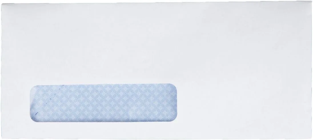 Quality Park #10 Security Window Envelopes, Gummed, White, 500 per box (90130)