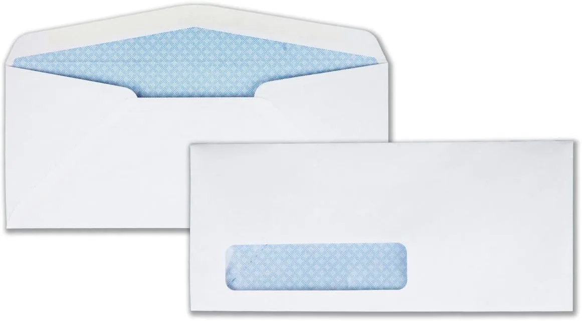 Quality Park #10 Security Window Envelopes, Gummed, White, 500 per box (90130)