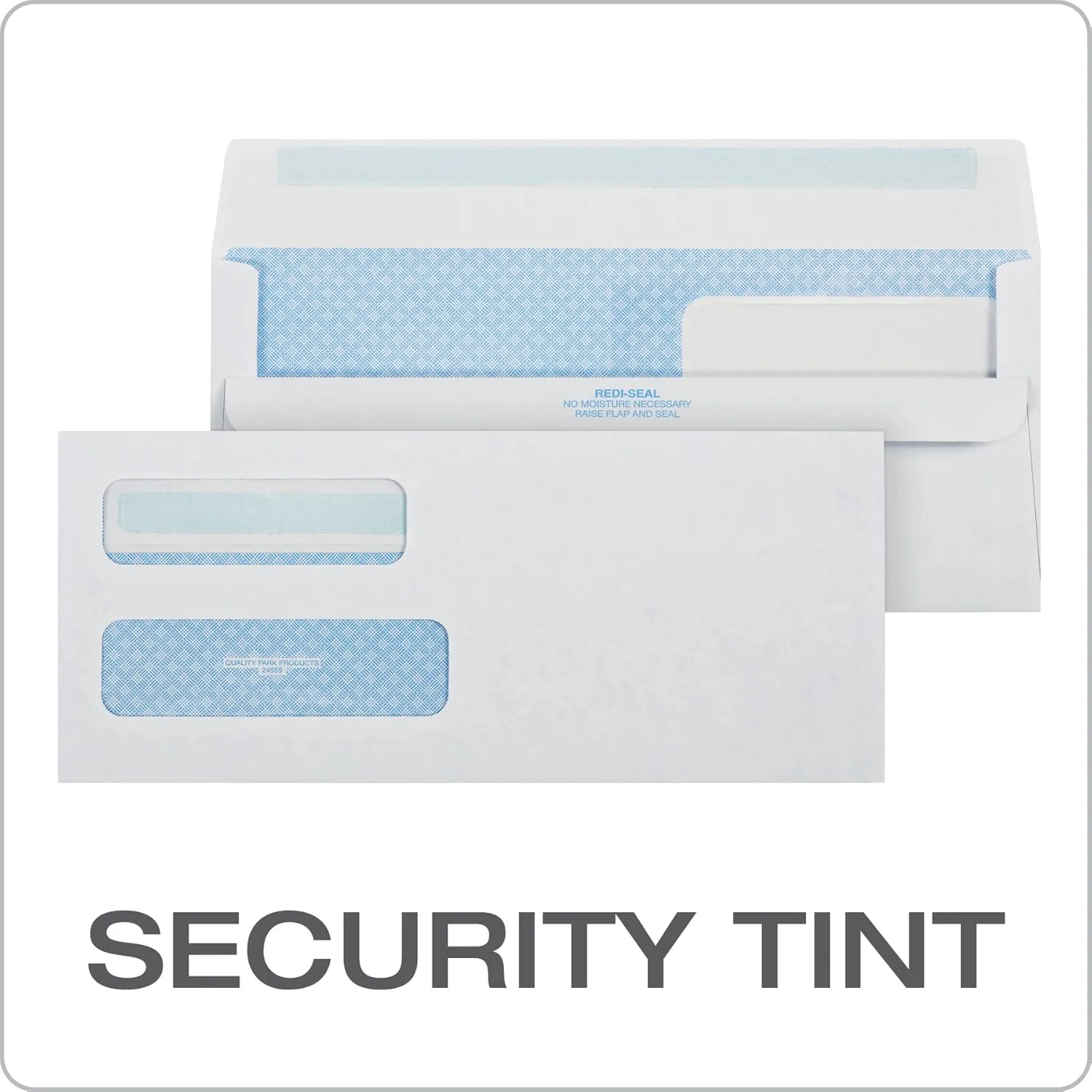 Quality Park #10 Double-Window Self-Seal Security Envelopes, For Business Statements, Invoices, 4-1/8" x 9-1/2", White, 24-lb, 500 Per Box
