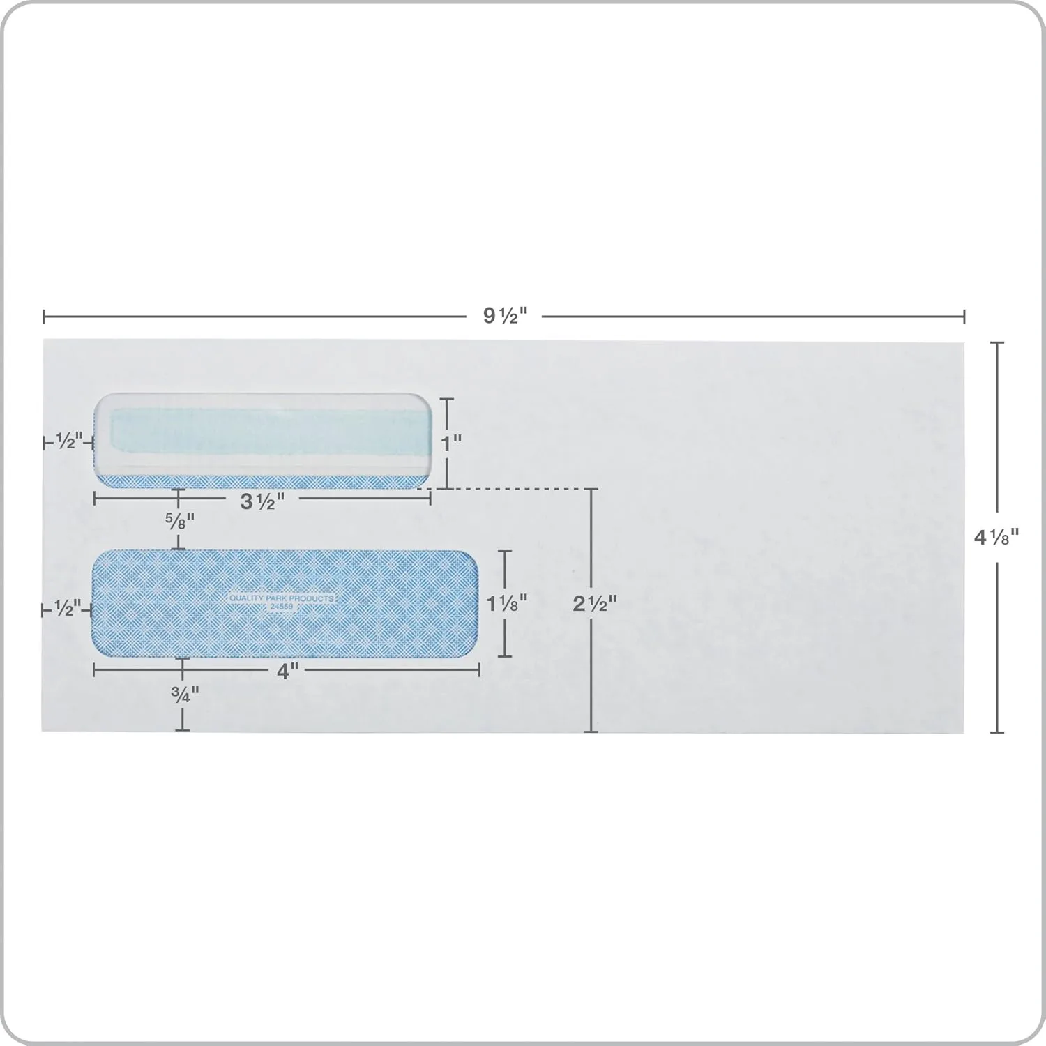 Quality Park #10 Double-Window Self-Seal Security Envelopes, For Business Statements, Invoices, 4-1/8" x 9-1/2", White, 24-lb, 500 Per Box