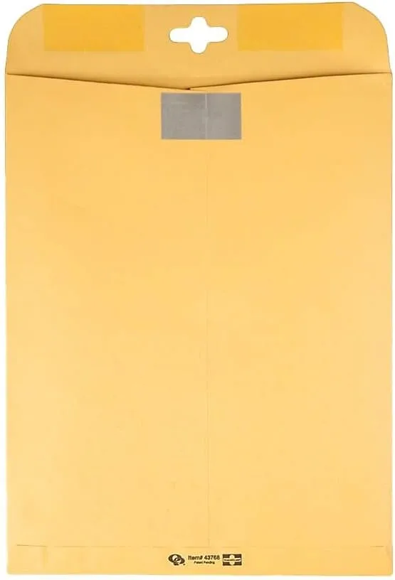 Quality Park 10 x 13 ClearClasp Envelopes, 28 lb Kraft, 100/Box (QUA43768)