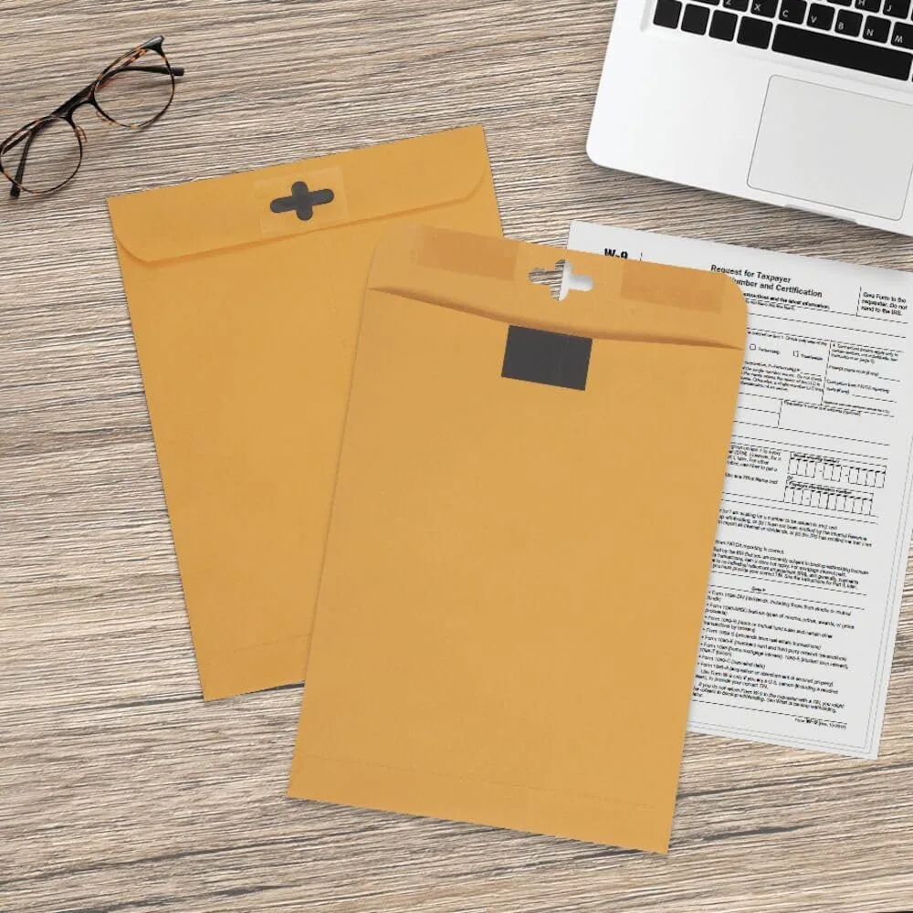 Quality Park 10 x 13 ClearClasp Envelopes, 28 lb Kraft, 100/Box (QUA43768)