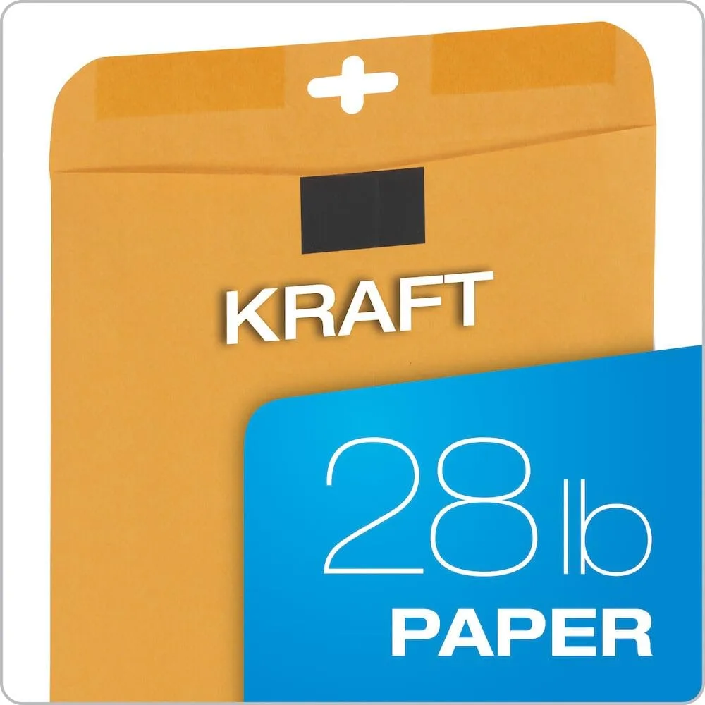 Quality Park 10 x 13 ClearClasp Envelopes, 28 lb Kraft, 100/Box (QUA43768)