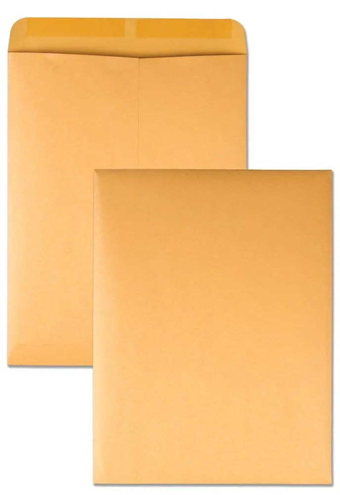 Quality Park Open-End Catalog Envelopes, Gummed, Brown Kraft, 10 x 13, 100 per Box