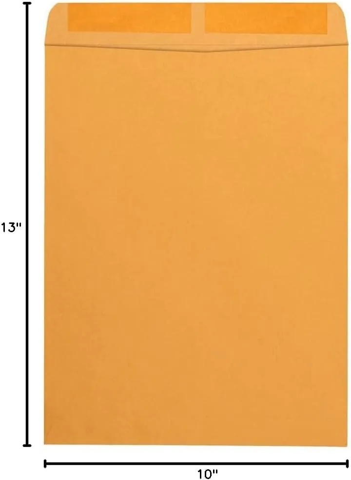 Quality Park Open-End Catalog Envelopes, Gummed, Brown Kraft, 10 x 13, 100 per Box