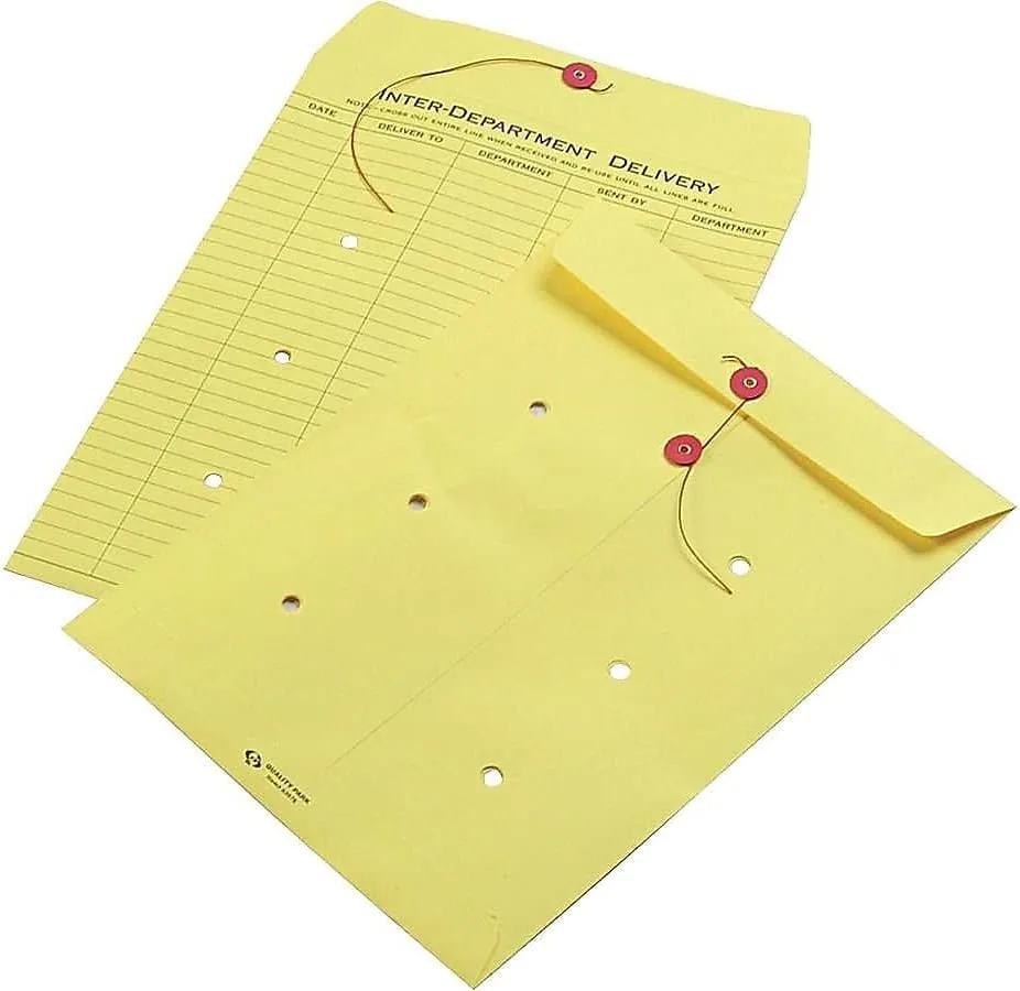 QUALITY PARK 10 x 13 Inter-Department Envelopes, String & Button Closure