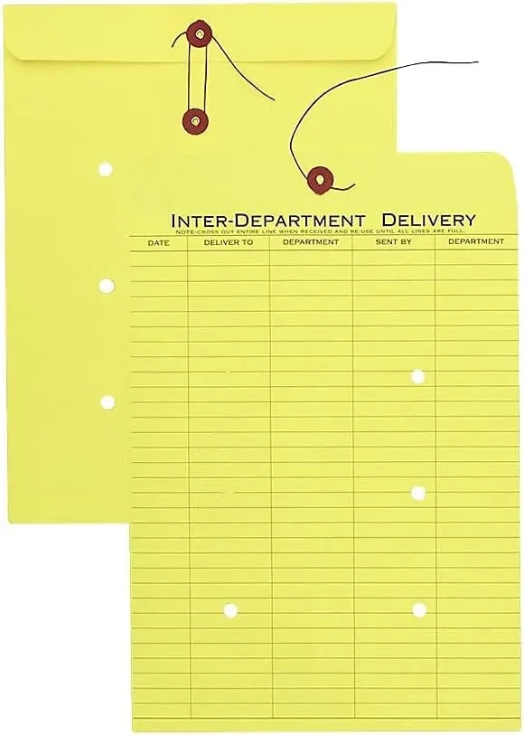 QUALITY PARK 10 x 13 Inter-Department Envelopes, String & Button Closure