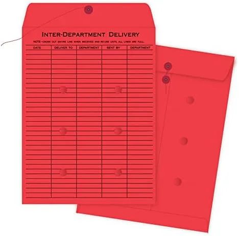 QUALITY PARK 10 x 13 Inter-Department Envelopes, String & Button Closure