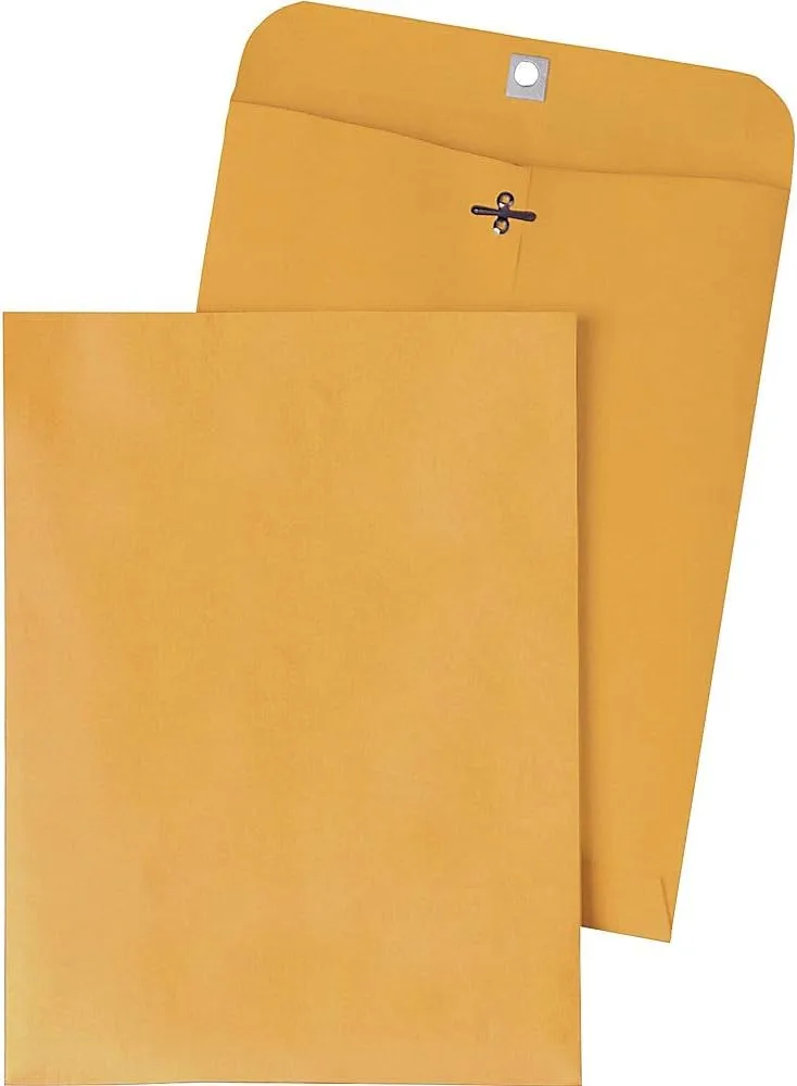 Quality Park Gummed Kraft Clasp Envelopes, 28 lb Kraft