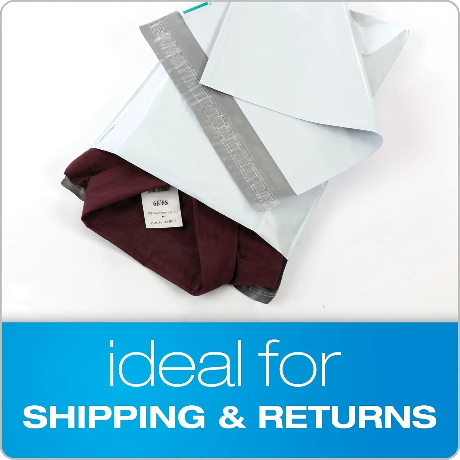 Quality Park 12 x 15-1/2 Jumbo Poly Mailers, Redi-Strip Self-Sealing Closure, Water-Resistant, Tamper Evident, Recycled White, 100 per Box (QUA46199)