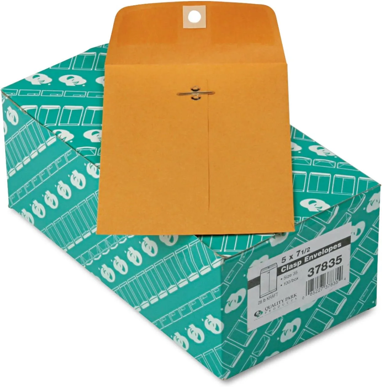 Quality Park 37835 Gummed Clasp Envelope, 28Lb, 5-Inch x7-1/2-Inch, 100/BX, Kraft