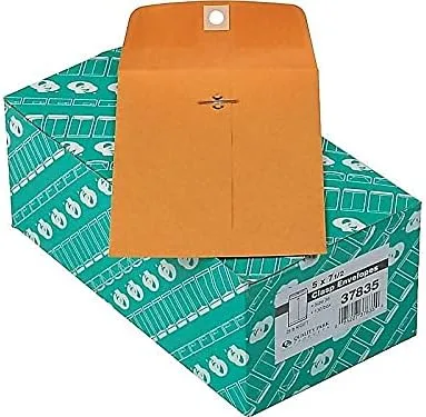 Quality Park 37835 Gummed Clasp Envelope, 28Lb, 5-Inch x7-1/2-Inch, 100/BX, Kraft