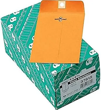 Quality Park Gummed Kraft Clasp Envelopes, 28 lb Kraft
