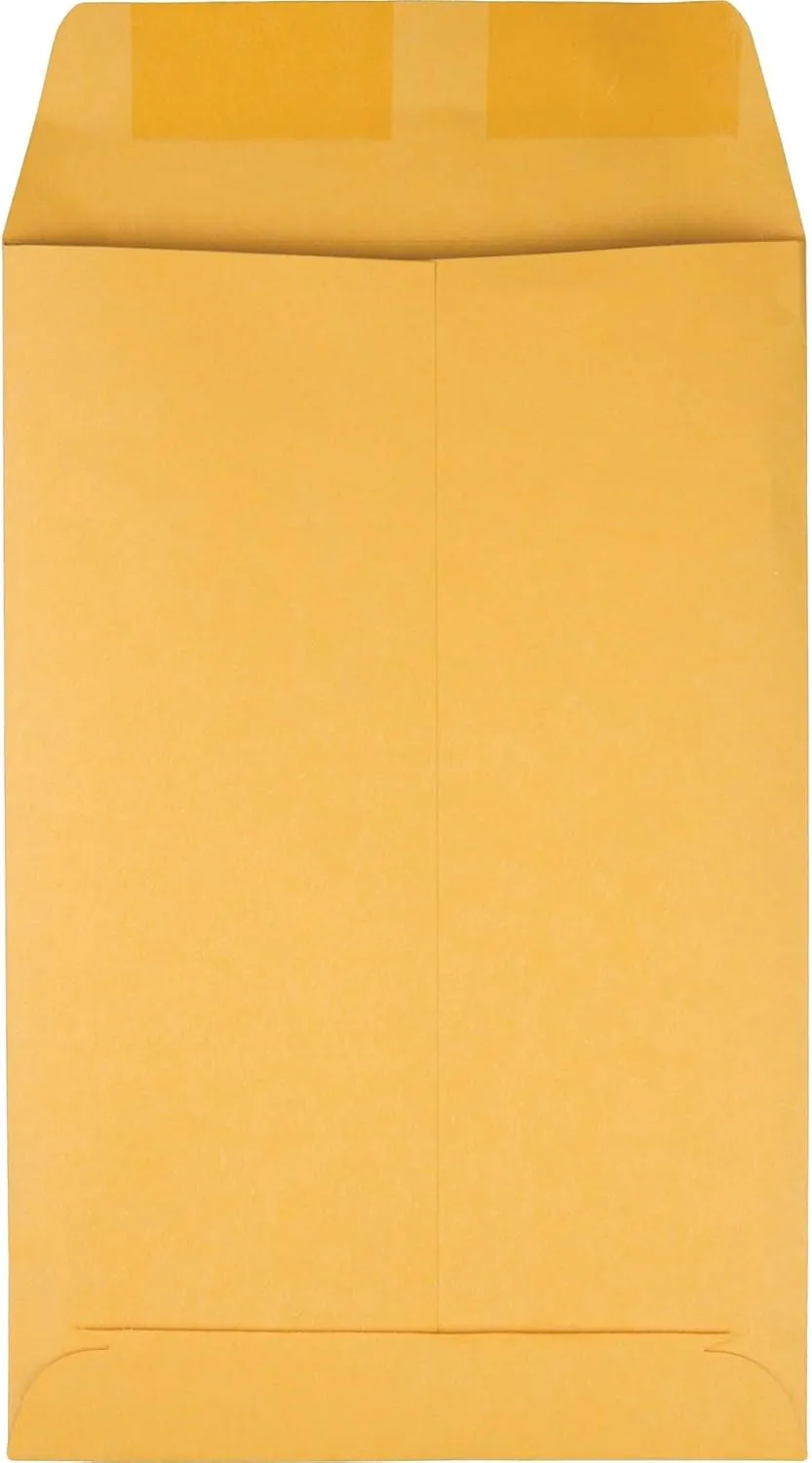 Quality Park Catalog Mailing Envelopes, 6 x 9 Envelopes, Gummed, Heavy 28 lb. Kraft Paper, Greeting Card Size, For Mailing, Organizing and Storage, 100 per Box (QUA40767)