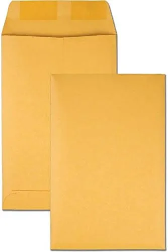 Quality Park Catalog Mailing Envelopes, 6 x 9 Envelopes, Gummed, Heavy 28 lb. Kraft Paper, Greeting Card Size, For Mailing, Organizing and Storage, 100 per Box (QUA40767)